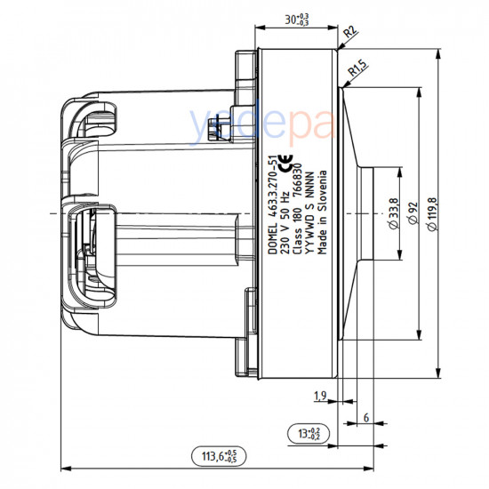 Domel 463.3.270-51 850W Elektrikli Süpürge Motoru