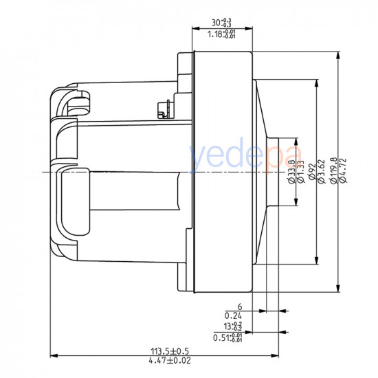 Domel 463.3.405 მტვერსასრუტის მოტორი – 1800W, 230V, 50Hz