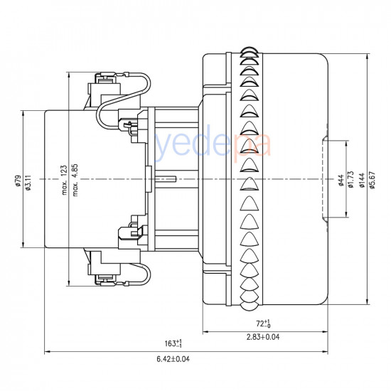 Domel 492.3.363 Double-Fan Vacuum Cleaner Motor – 230V, 1300W