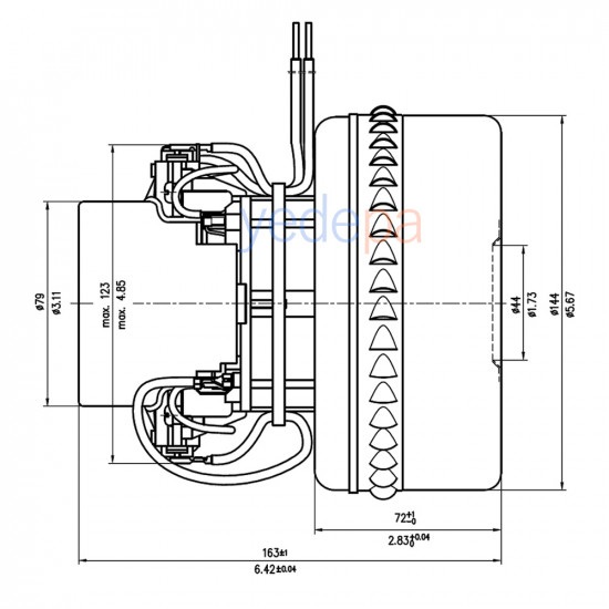 Domel 492.3.380 Vacuum Cleaner Motor – 24V DC, 550W