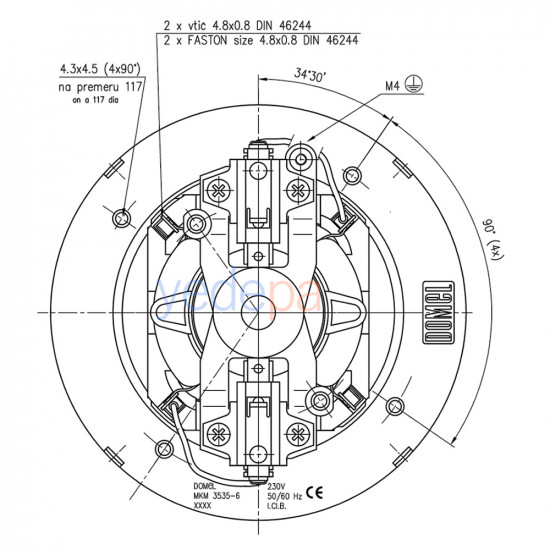 Domel 496.3.535-6 Vacuum Cleaner Motor 1000W Mkm Rb17