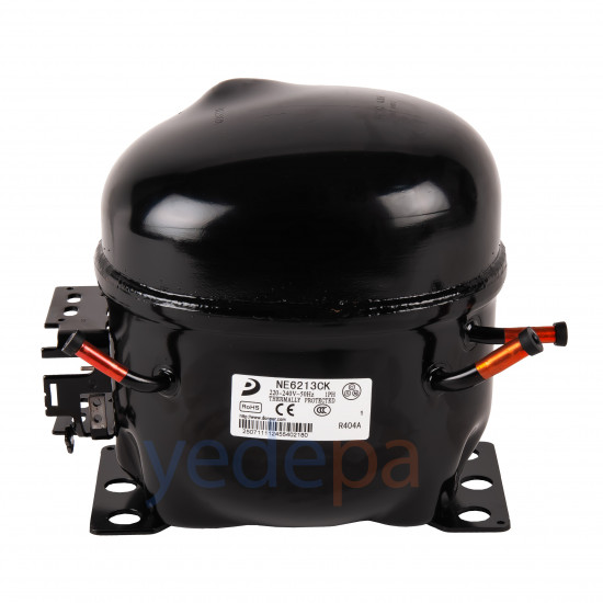 Donper NE6213CK 1/2 HP R404A საშუალო/მაღალი ტემპერატურის სავაჭრო სამაცივრო კომპრესორი – CSIR ძრავით, 220-240V 50Hz, 1750W სიმძლავრით