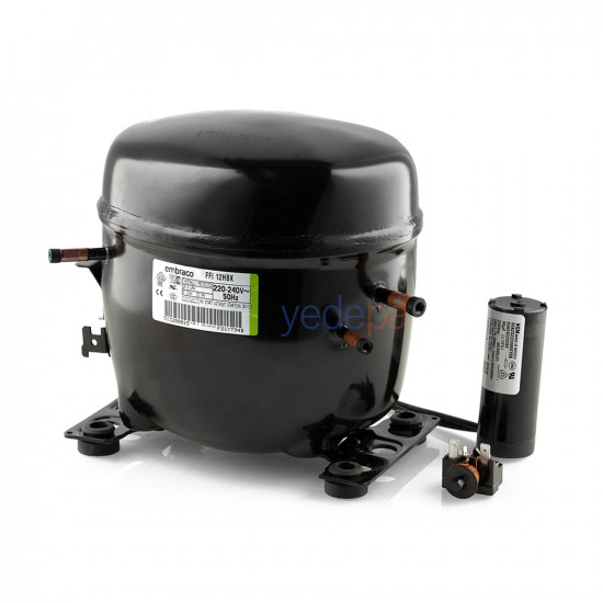 Embraco FFI 12 HBK Refrigerator Compressor (Hermetic Compressor) – 3/8 HP, R134a, L/M/HBP, 1,316 W / 4,492 BTU/h, 220-240 V