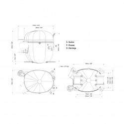 Embraco NT2180UV ჰერმეტული კომპრესორი | 1 HP | 2.908 BTU/h (LBP) | R290 პროპანი | 115V/60Hz