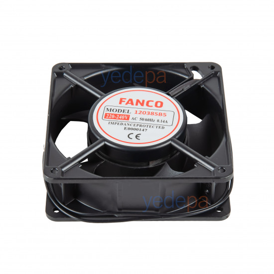 FANCO 12038SB5 120x120x38mm 220V AC აქსიალური კვადრატული ვენტილატორი (სრიალის საკისრით)