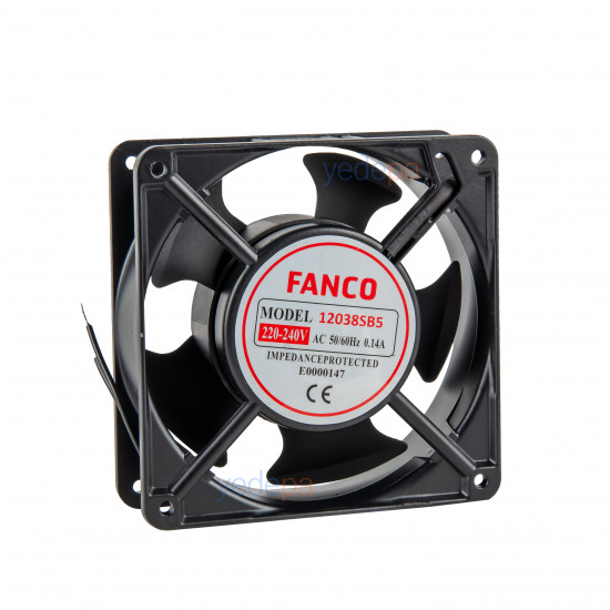 FANCO 12038SB5 120x120x38mm 220V AC აქსიალური კვადრატული ვენტილატორი (სრიალის საკისრით)