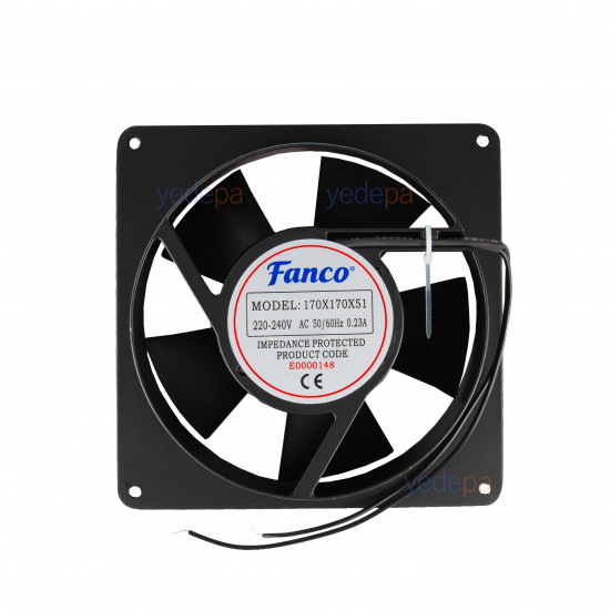 Fanco 17051BB5 220V აქსიალური გამაგრილებელი კვადრატული ვენტილატორი (170x170x51 მმ)