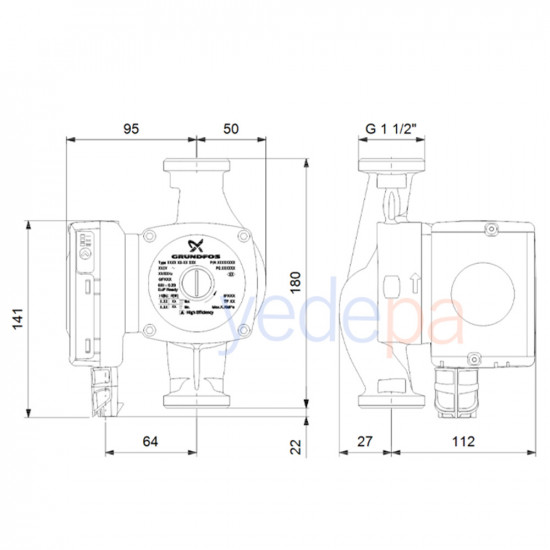 Grundfos UPS2 25-80 180 ცირკულაციის ნასოსი (98707853) - მაღალეფექტური და ჩუმად მომუშავე გადაწყვეტა