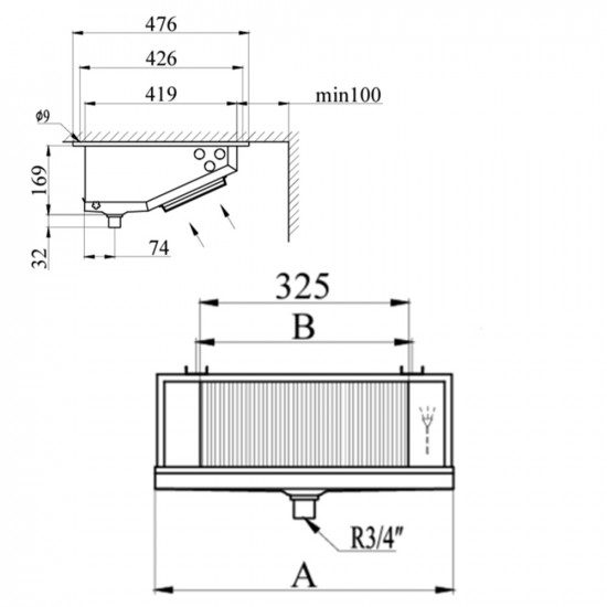 Hispania HEJ-1 Ceiling-Mounted Single-Fan Evaporator (Without Heater)
