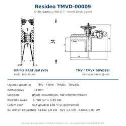 Resideo (Honeywell) TMVD-00009 ორიფისის კარტრიჯი NO:0,7 – TMV/TMVX ტრვ (ტერმორეგულირებადი ვენტილი), R404A 0,97 kW