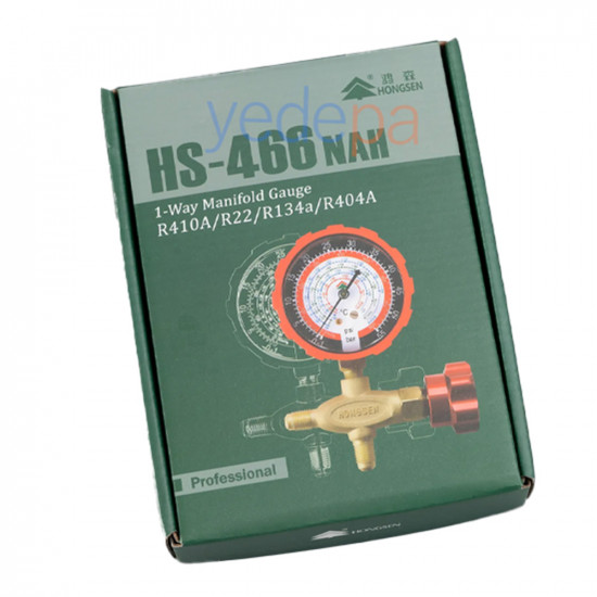 HS-466 NAH Single Manifold Gauge - High Pressure Gauge | R134, R22, R410, R404