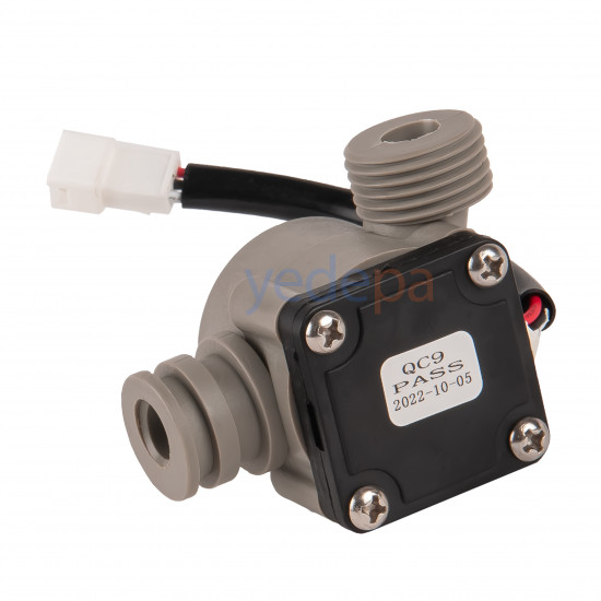 Huadi Water Flow Sensor (Flow Turbine) – L-Threaded Push-Fit Connection Gray Body – Water Heater Compatible
