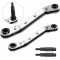 HVAC Air Conditioner Service Ratchet Wrench Set (1/4" - 3/8" and 5/16" - 1/4") and 2 Hex Adapter Bits