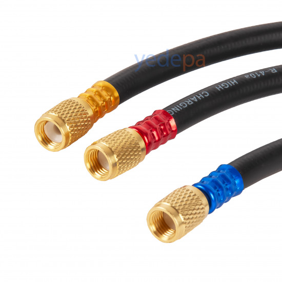 HVACR Refrigerant Charging Hose 5/16" LX-Hose R410A Black 120cm Set of 3 - 800-4000 PSI Rated