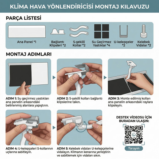 Kaset Tipi Klima Hava Yönlendirici Aparat - Tek Kanat (58 cm)