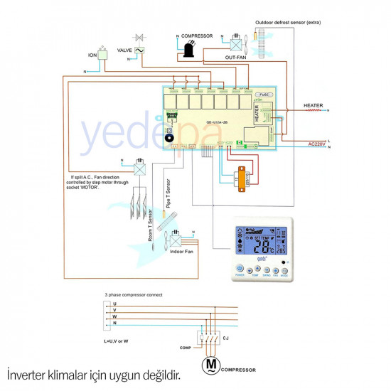 QD-U12A Universal Air Conditioner PCB (Control Board / Main Board) and Remote Control Set