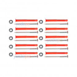 AC Bracket Mounting Wall Plug Set 12 mm Orange (Pack of 10) – Wall Plugs, Hex Head Screws and Washers