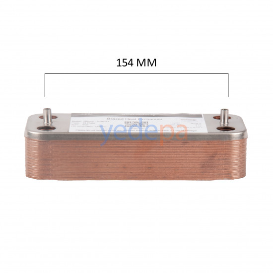 Combi Boiler Plate Heat Exchanger - 154 mm, 16 Plates, ECA, Bosch, Viessmann and Alarko Serena Compatible