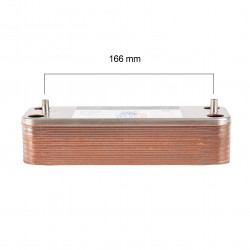 18-Plate Flat Type Combi Boiler Plate Heat Exchanger - Compatible with Demirdöküm Baxi Ariston (166mm Pin Spacing)