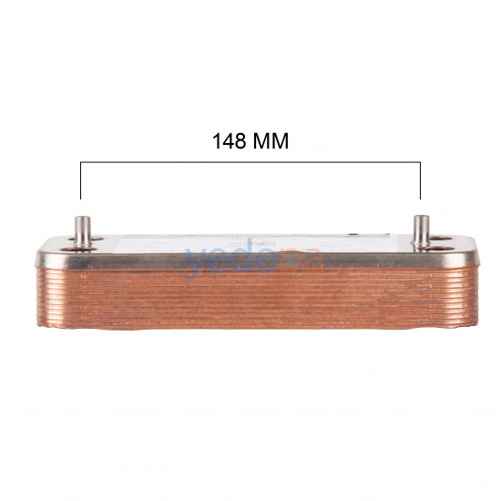 კატიოლის ფირფიტოვანი ტეპლოობმენნიკი - 190 mm, 12 ფირფიტა, ხრახნებს შორის მანძილი 148 mm - Tiberis, Protherm, Ariston თავსებადი