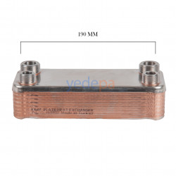 კატიოლის ფირფიტოვანი ტეპლოობმენნიკი - 190mm, 1/2-3/4 გარე რეზბიანი შტუცერით, 16 ფირფიტა - Alarko, Ferroli თავსებადი