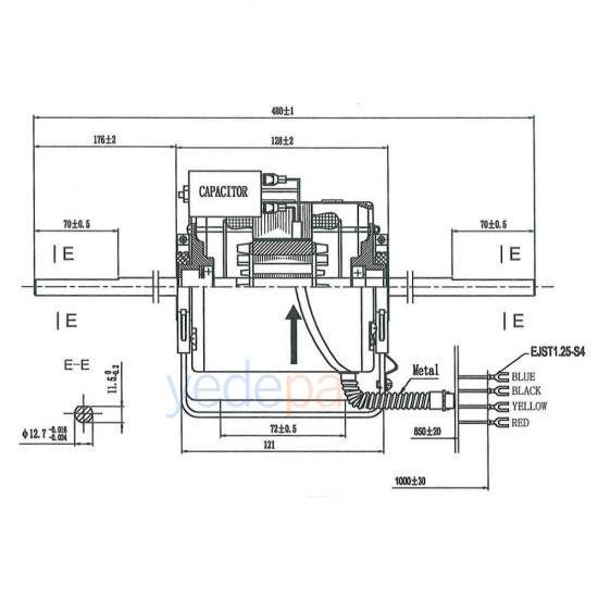 MATCHWELL ორღერძიანი ფანკოილის მოტორი 140W 220V 50Hz 3 სიჩქარე YF120-140-4A6