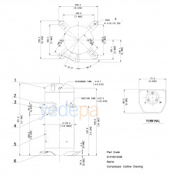 Panasonic C-SBN263H8A (CSBN 263 H8A) სპირალური კომპრესორი – 3,5 HP / 32.800 BTU, ვენტილების გარეშე