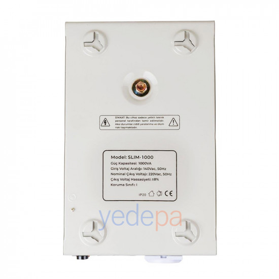 Powermaster SLIM-1000 ძაბვის ავტომატური სტაბილიზატორი – 1000W, ერთფაზა, თეთრი ლითონის კორპუსი