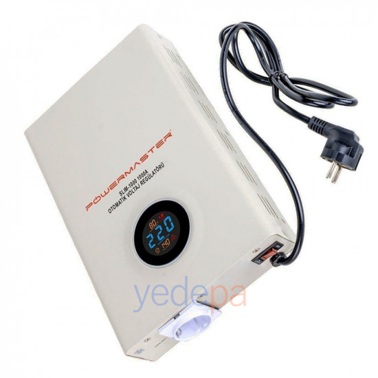 Powermaster SLIM-1000 ძაბვის ავტომატური სტაბილიზატორი – 1000W, ერთფაზა, თეთრი ლითონის კორპუსი