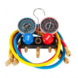 R410A Klima Gaz Şarj Manifoldu Seti (Gözetleme Camlı - 90 cm Hortumlu)