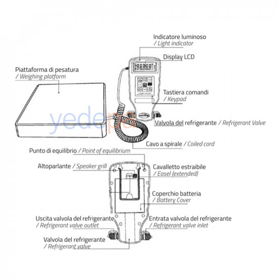 RCS-N9030 Elektronik Soğutucu Gaz Dolum Terazisi – 100 kg Kapasiteli, Solenoid Vanalı, Programlanabilir