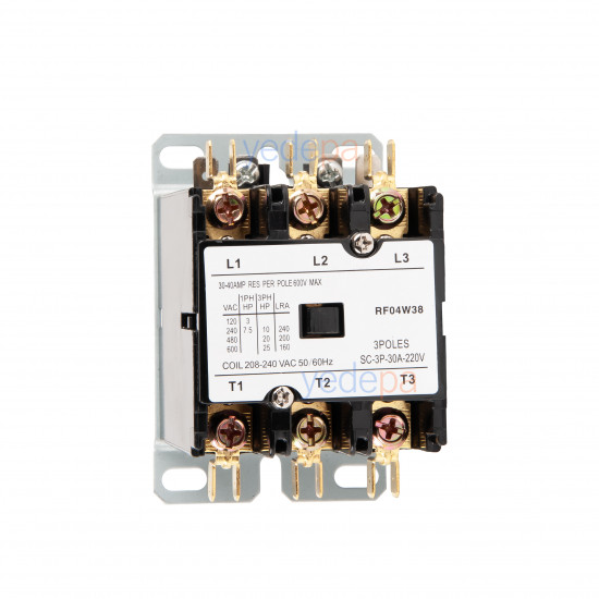 RF04W38 3-პოლუსიანი 30A 220V კონდიციონერის პუსკატელი (Definite Purpose Contactor)