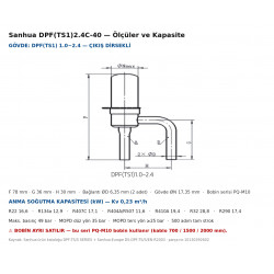 Sanhua DPF(TS1)2.4C-40 ელექტრონული ტრვ (EEV) – Kv 0,23 · 500 ბიჯი · Ø6,35 mm მუხლისებრი მიერთება