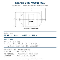 Sanhua DTG-A03030-901 ფილტრ-ოსუშიტელი (საშრობი ფილტრი) – 3/8" ODF სარჩილავი, 3 inch³, 48,3 bar