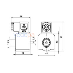 Sanhua MQ-A0322G-000001 Electronic Solenoid Valve Coil - 220-240V, 12W, IP67 Protection, 54 mm Connection Size