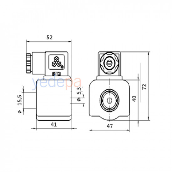 Sanhua MQ-A0322G-000001 Electronic Solenoid Valve Coil - 220-240V, 12W, IP67 Protection, 54 mm Connection Size