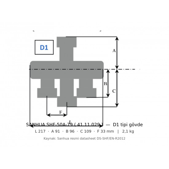 Sanhua SHF-50A-79 4-Way Reversing Valve | ~49 kW R410A | 7/8" + 1 1/8" (22×28 mm) ODF | Coil Sold Separately
