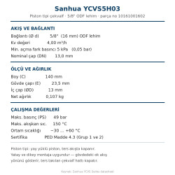 Sanhua YCVS5H03 Check Valve (One-Way Valve) – 5/8" ODF Solder, Kv 4.00, 49 bar