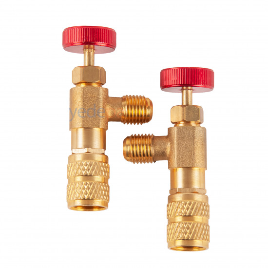 SC-1221 R410A ფრეონის დამუხტვის საკონტროლო ვენტილი, ნაკრები 2 ცალი (1/4" გარე ხრახნი - 5/16" შიდა ხრახნი)
