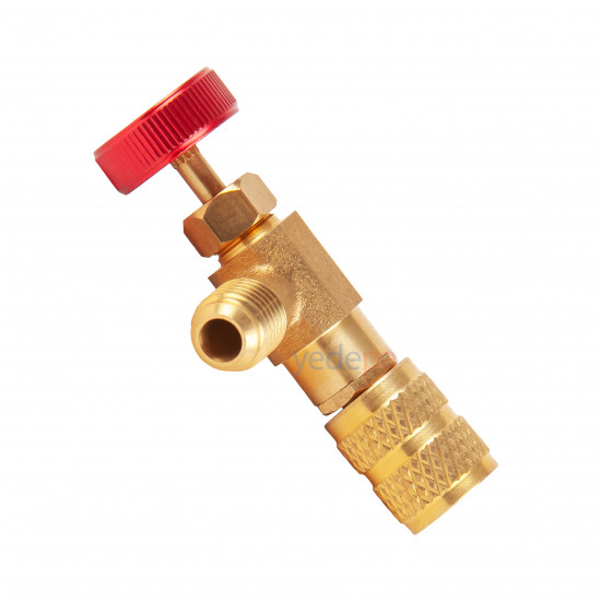 SC-1221 R410A ფრეონის დამუხტვის საკონტროლო ვენტილი, ნაკრები 2 ცალი (1/4" გარე ხრახნი - 5/16" შიდა ხრახნი)