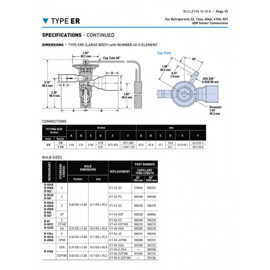 Sporlan ERZE/BBIZE-15-GA Thermostatic Expansion Valve – 50.8 kW / 15 Ton, R410A