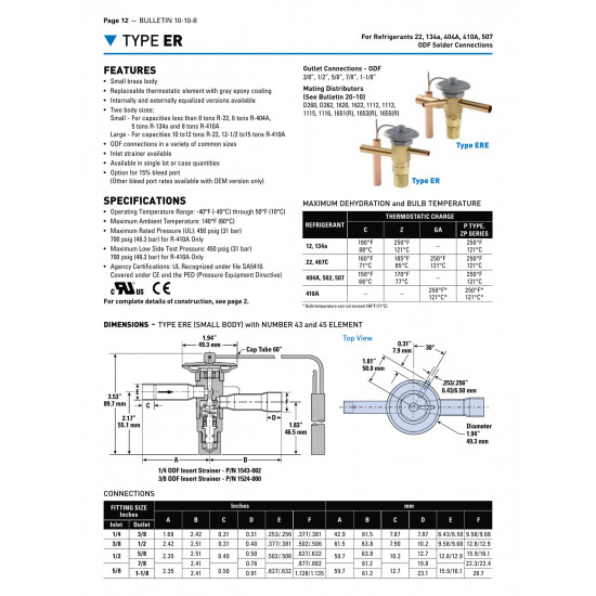 Sporlan ERZE/BBIZE-5-GA Thermostatic Expansion Valve – 17.5 kW / 5 Ton, R410A