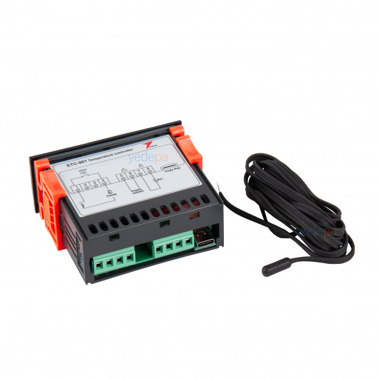 Techsun ETC-961 ციფრული თერმოსტატი 220V – ერთი ზონდით, კომპრესორის მართვით, -40°C / +50°C ტემპერატურის დიაპაზონი