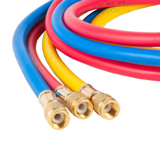 Techsun HVAC and Refrigeration Charging Hose 90cm Set of 3 - R22/R134a/R404a