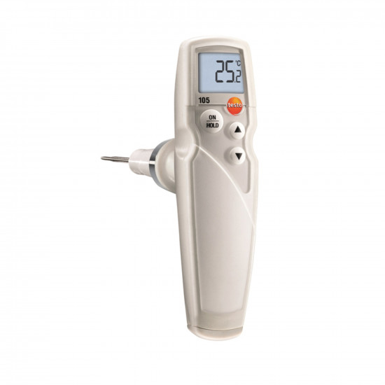 Testo 105 საკვების თერმომეტრის ნაკრები – სტანდარტული, გაყინული პროდუქტის და გრძელი საზომი შუპით, −50…+275 °C, IP65, ალუმინის კეისი (0563 1052)