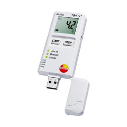 Testo 184 H1 Transport Humidity and Temperature Data Logger with Display (USB Data Logger) – Replaceable Battery, 500 Days, 60,000 Readings, 0…100 %RH (0572 1845)
