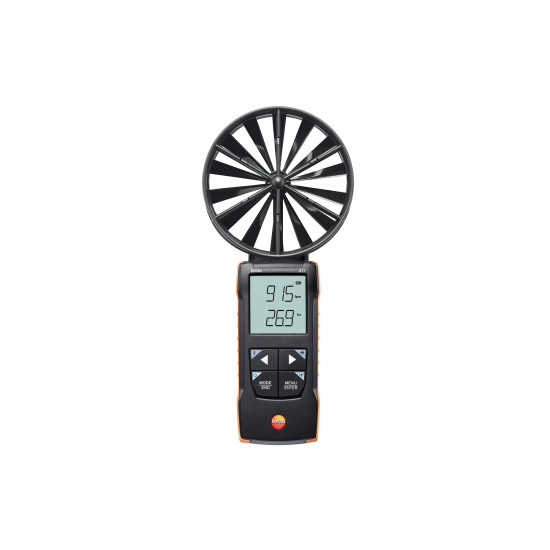 Testo 417 ციფრული ფრთიანი ანემომეტრი – 100 mm ფრთა, 0,3…20 m/s, მოცულობითი ხარჯი და ტემპერატურა, Bluetooth (0563 0417)