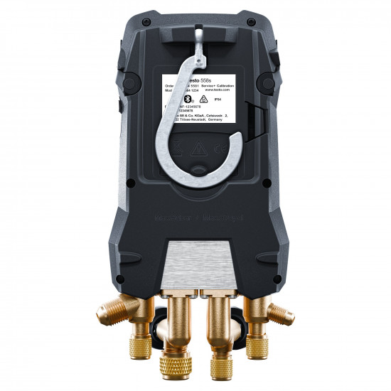 Testo 558s ჭკვიანი ვაკუუმის ნაკრები – სენსორული 4-გზიანი ციფრული კოლექტორი + 2× 115i მომჭერიანი თერმომეტრი + 552i ვაკუუმის ზონდი (0564 5582)