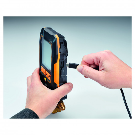 Testo 558s ჭკვიანი ვაკუუმის ნაკრები – სენსორული 4-გზიანი ციფრული კოლექტორი + 2× 115i მომჭერიანი თერმომეტრი + 552i ვაკუუმის ზონდი (0564 5582)