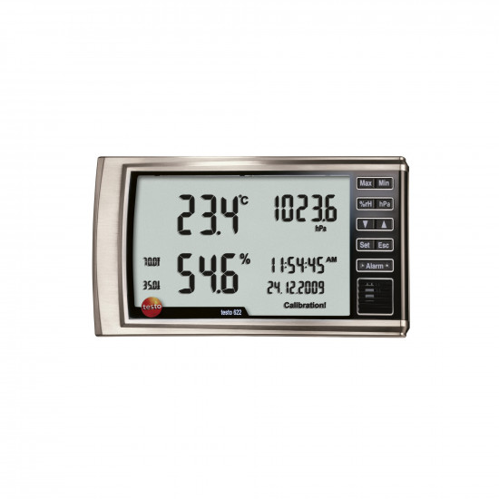 Testo 622 Thermohygrometer and Barometer – Humidity, Temperature, 300…1200 hPa Pressure, Date-Time, Limit Alarm, Wall/Desk Type (0560 6220)